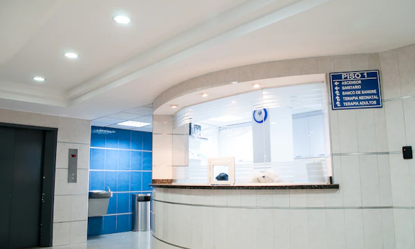 A clinic reception with no patients waiting